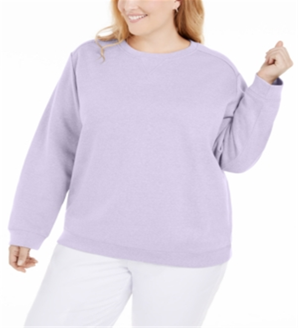 Karen Scott Women's Crewneck Fleece Sweatshirt Purple Size 2X