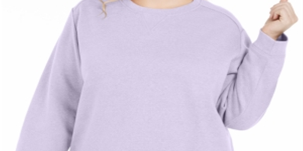 Karen Scott Women's Crewneck Fleece Sweatshirt Purple Size 2X