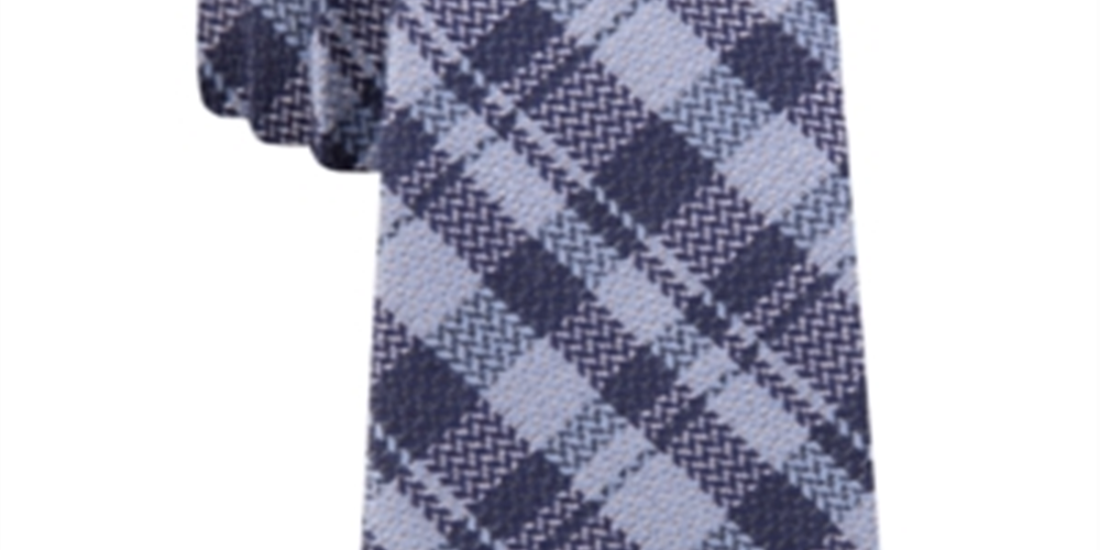 Michael Kors Men's Wool Blend Check Print Neck Tie Blue Size Regular