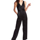 1.STATE Women's Sleeveless V Neck Evening Straight Leg Jumpsuit Black Size 4