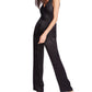 1.STATE Women's Sleeveless V Neck Evening Straight Leg Jumpsuit Black Size 4
