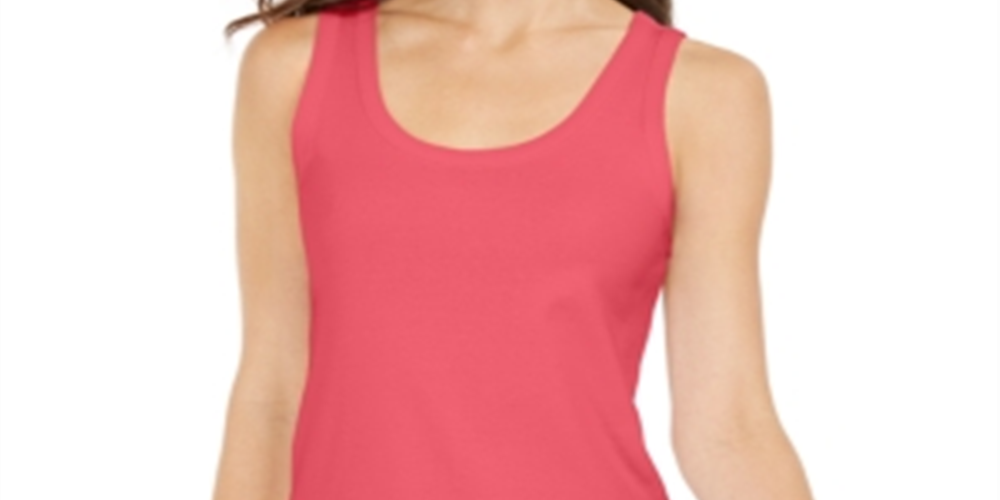 Charter Club Women's Supima Cotton Scoop Neck Tank Top Red Size Medium