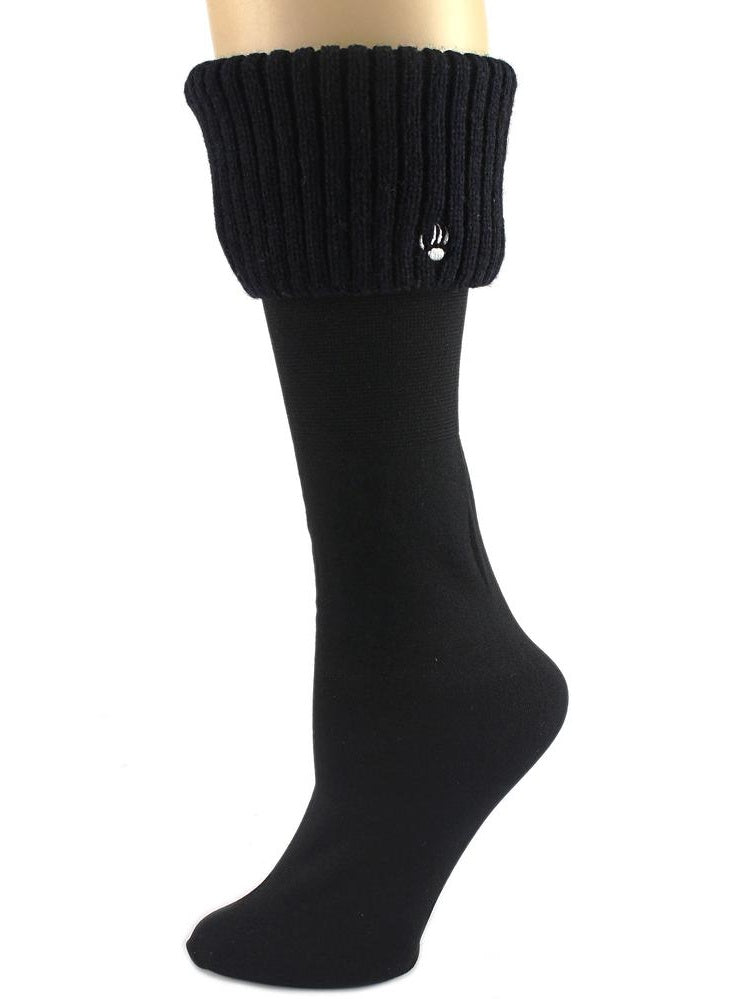 Bearpaw Women's Fleece Lined Boot Liner Sock, Black One Size