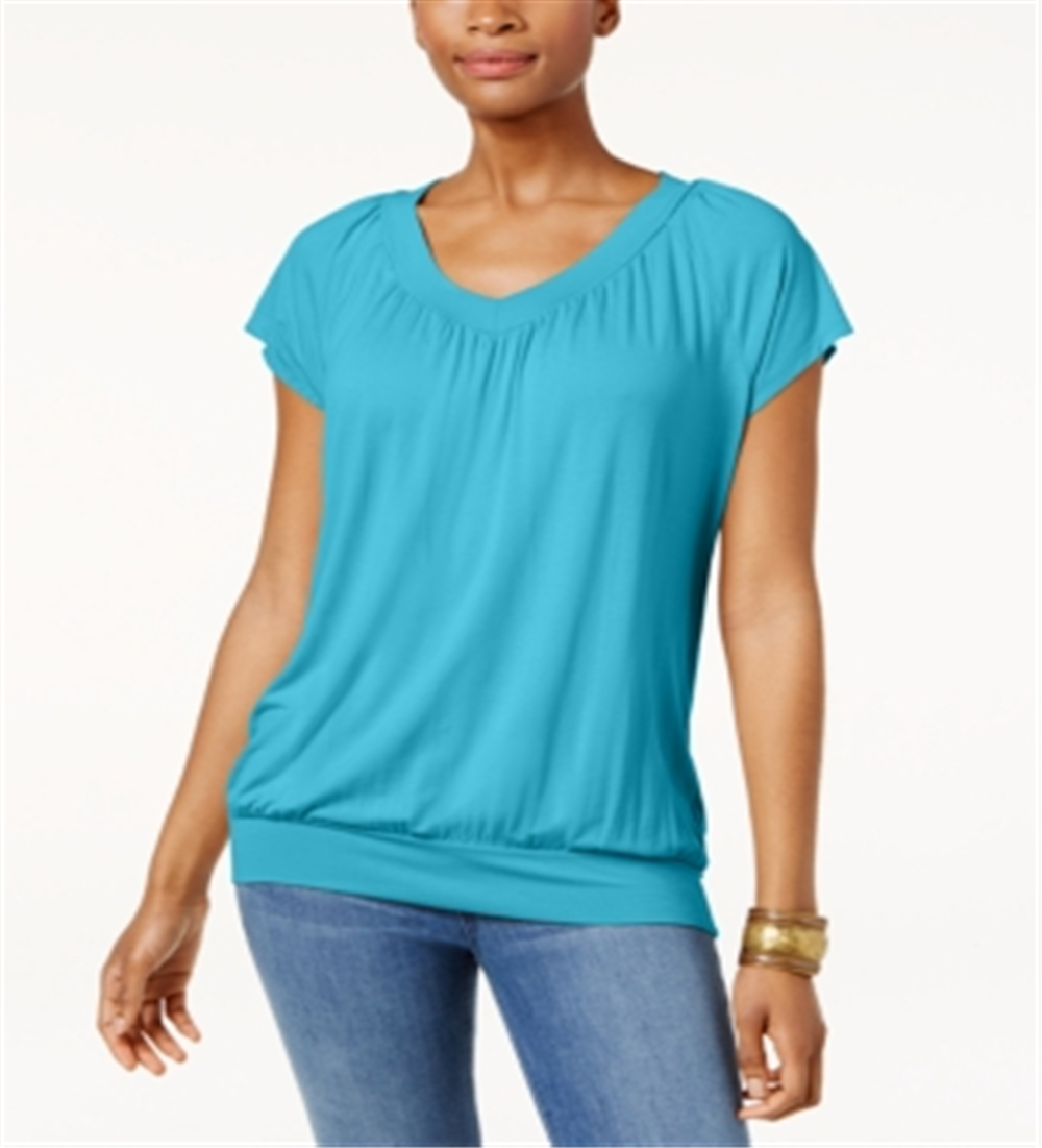 JM Collection Women's Blouson T-Shirt Blue Size XX-Large