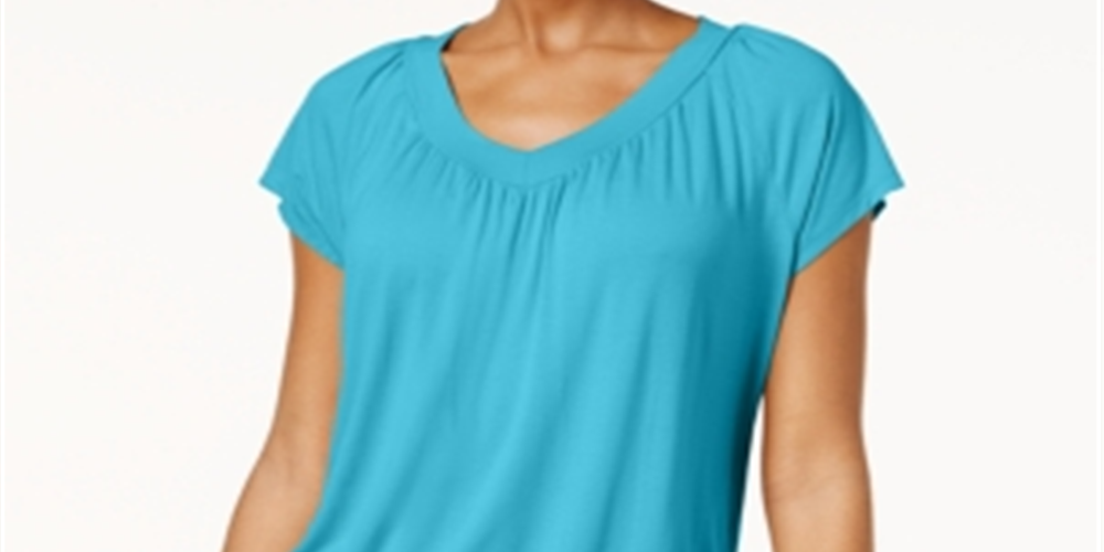 JM Collection Women's Blouson T-Shirt Blue Size XX-Large