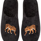 INC International Concepts Women's Placed Leo Microvelour Slippers Black Size L