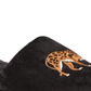 INC International Concepts Women's Placed Leo Microvelour Slippers Black Size L