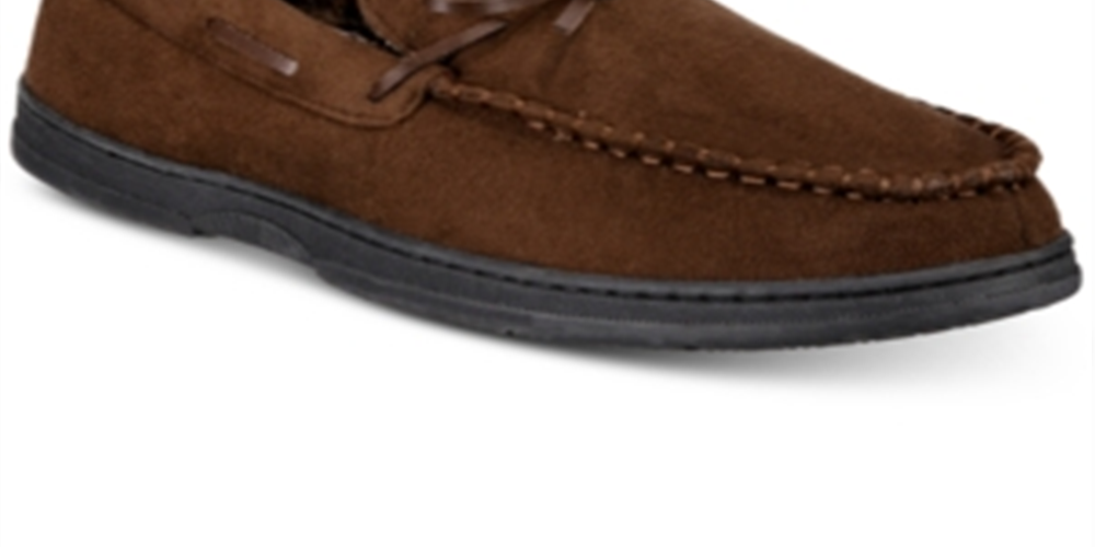 Gold Toe Men's Carter Memory Foam Slip on Loafer Slippers Brown Size Large