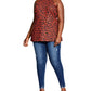 City Chic Women's Trendy Leopard Print Top Red Size 18W