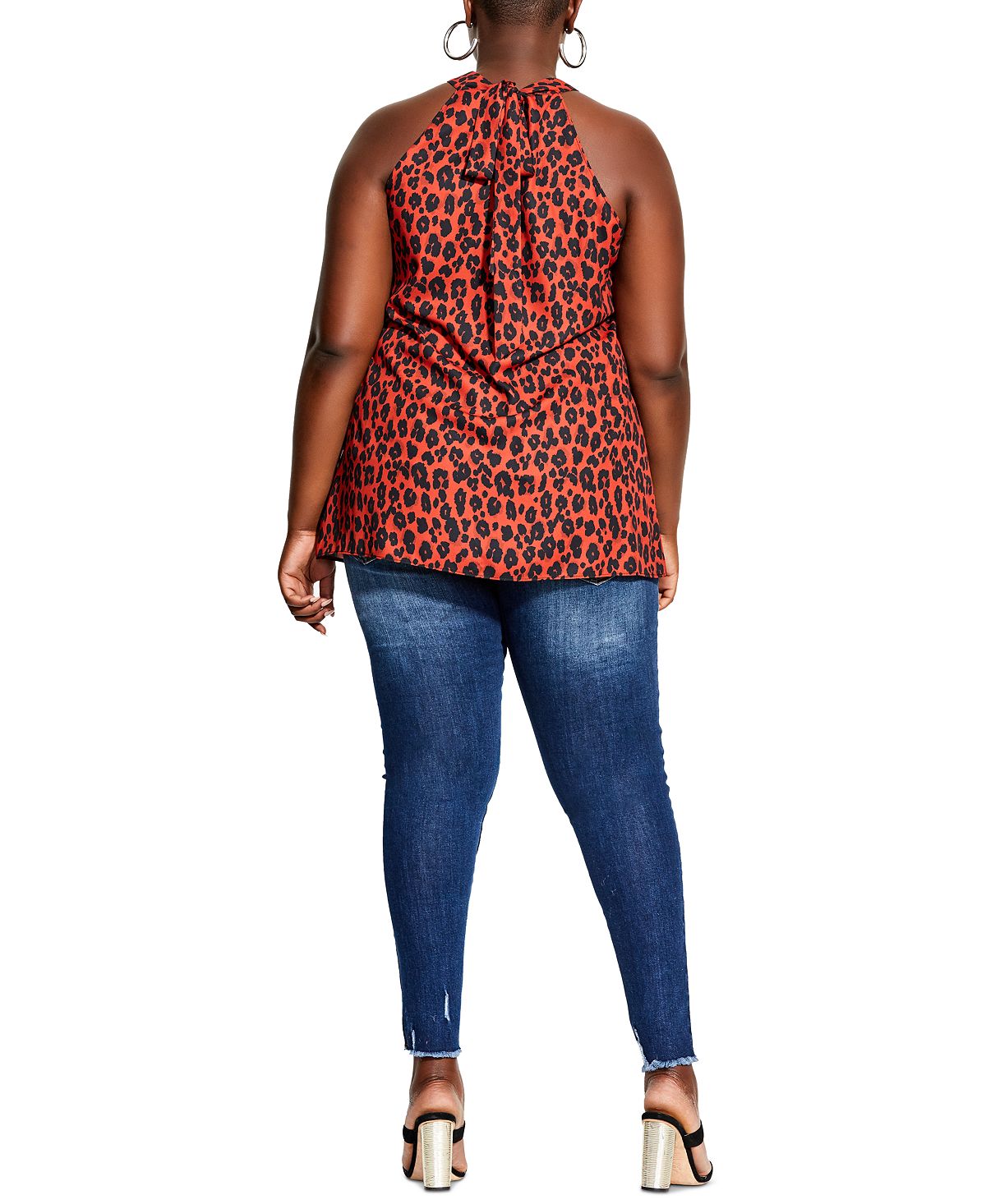 City Chic Women's Trendy Leopard Print Top Red Size 18W
