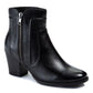 Sole Bound Women's Round Toe Block Heel Zip up Leather Booties Black Size 8.5 M