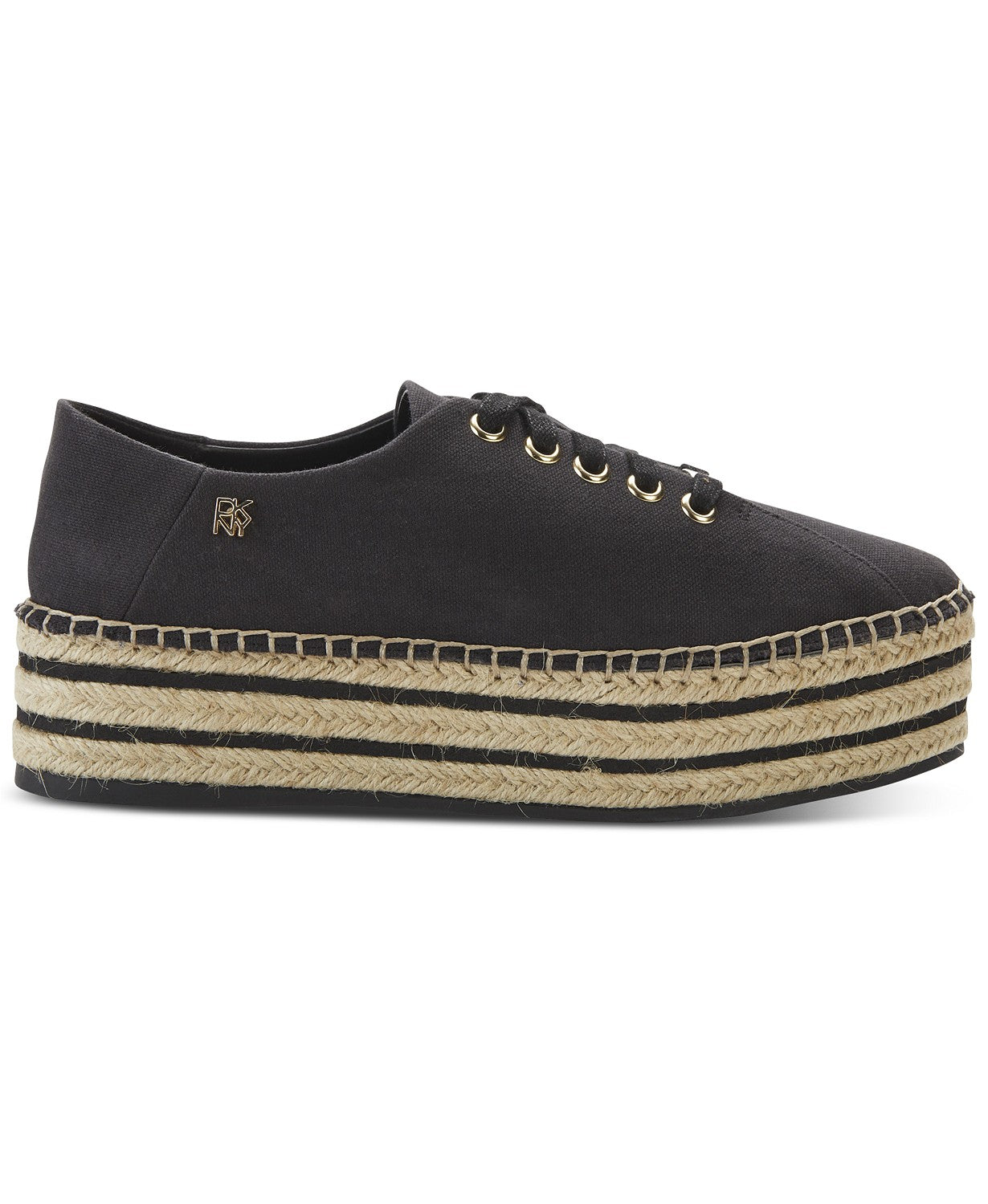 DKNY Women's Fabric Low Top Lace up Fashion Sneakers Black Size 8.5