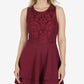 Speechless Women's Embroidered Zippered Sleeveless Jewel Neck Short Ruffled Dress Red Size Medium