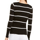 INC International Concepts Women's Illusion Striped Sweater Black Size Petite L