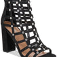 Report Women's Wesley Faux Caged Heels Suede Black Size 6 M