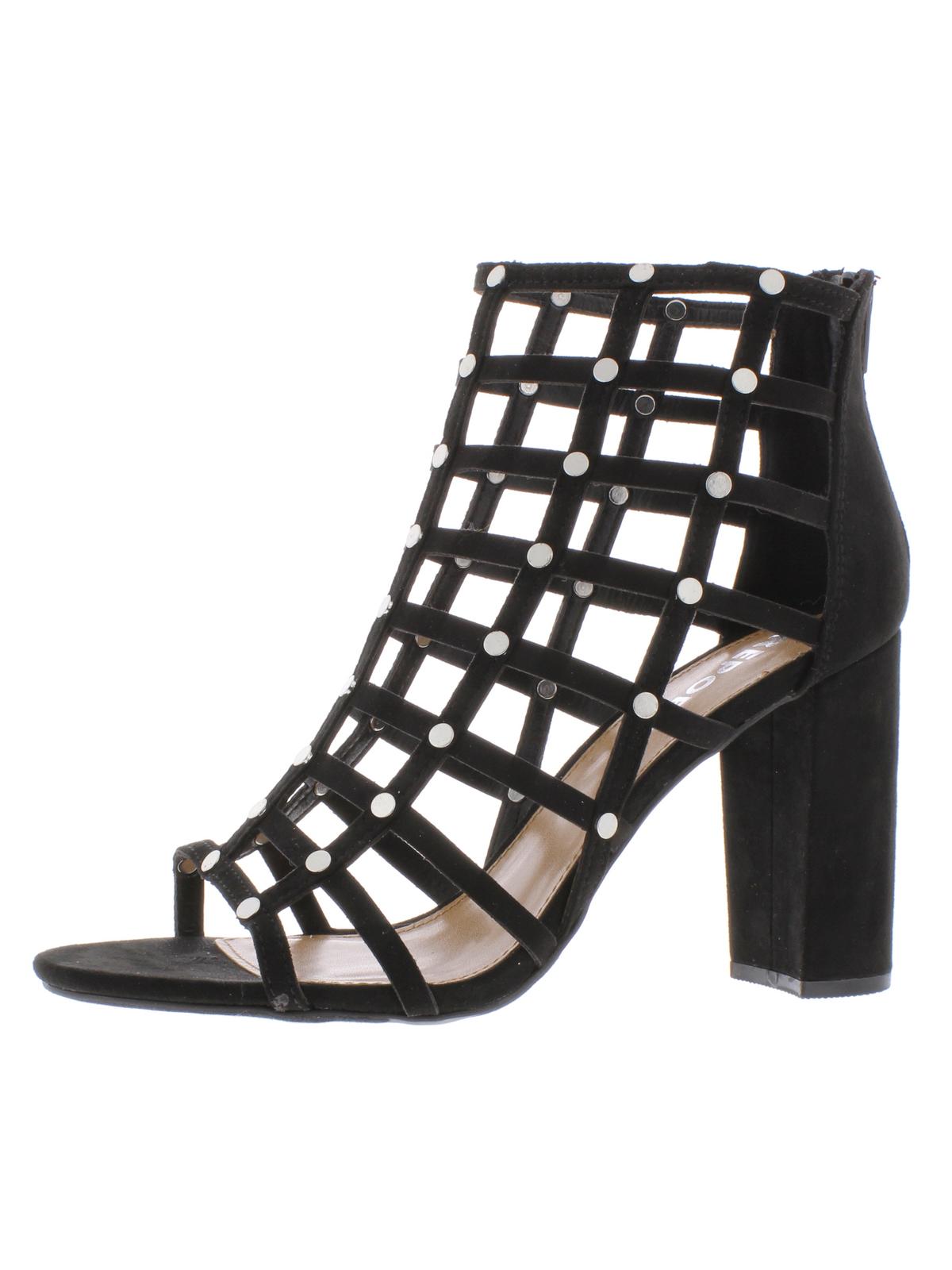 Report Women's Wesley Faux Caged Heels Suede Black Size 6 M