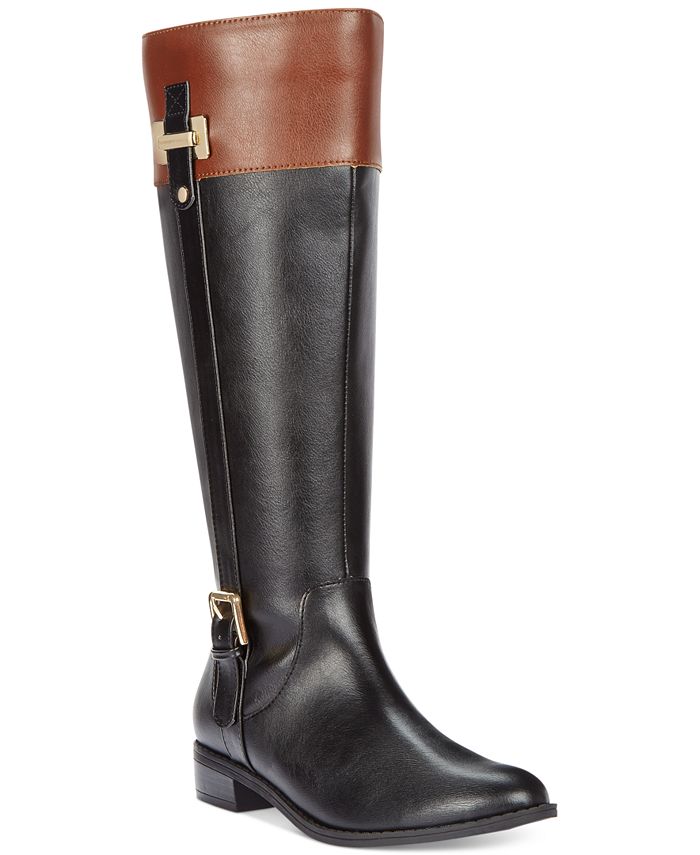 Karen Scott Women's Deliee Solid Round Toe Mid Calf Boots Black Size -7.5 M