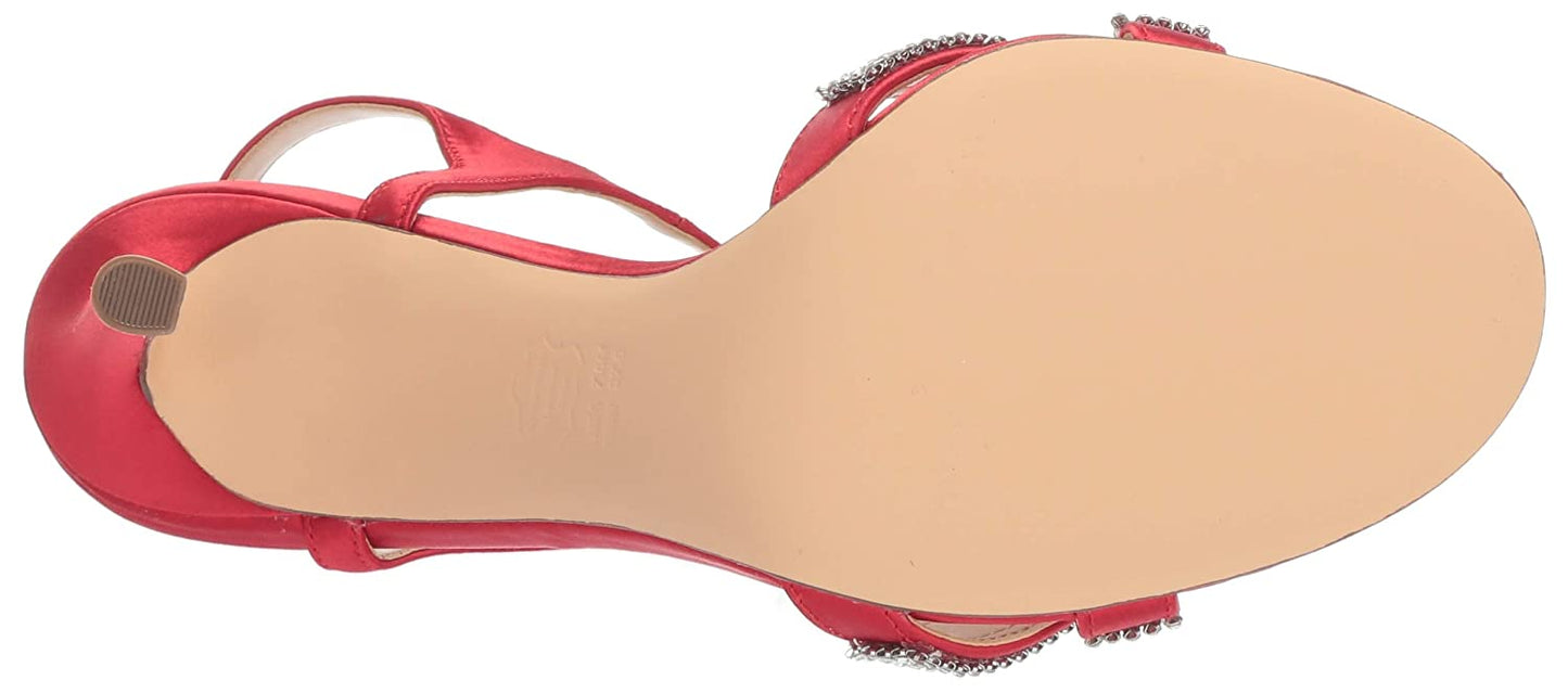 Nina Women's FREJA Satin Open Toe SlingBack Classic Pumps Red Size 8.5 M
