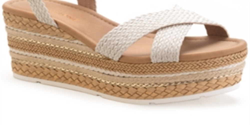 Sun + Stone Women's Callie Wedge Platform Espadrilles White Size 9.5 Medium