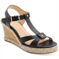 XOXO Women's Isla T Strap Espadrille Wedge Sandals Black  Size 9M