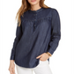 Tommy Hilfiger Women's Band Collar Top Blue Size Large