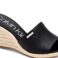 Calvin Klein Women's Britta Leather Open Toe Casual Platform Sandals Black Size 9.5 M