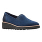 Clarks Women's Platform Cushioned Moisture Wicking Stretch Sharon Dolly Round Toe Wedge Slip Navy Size 12 M