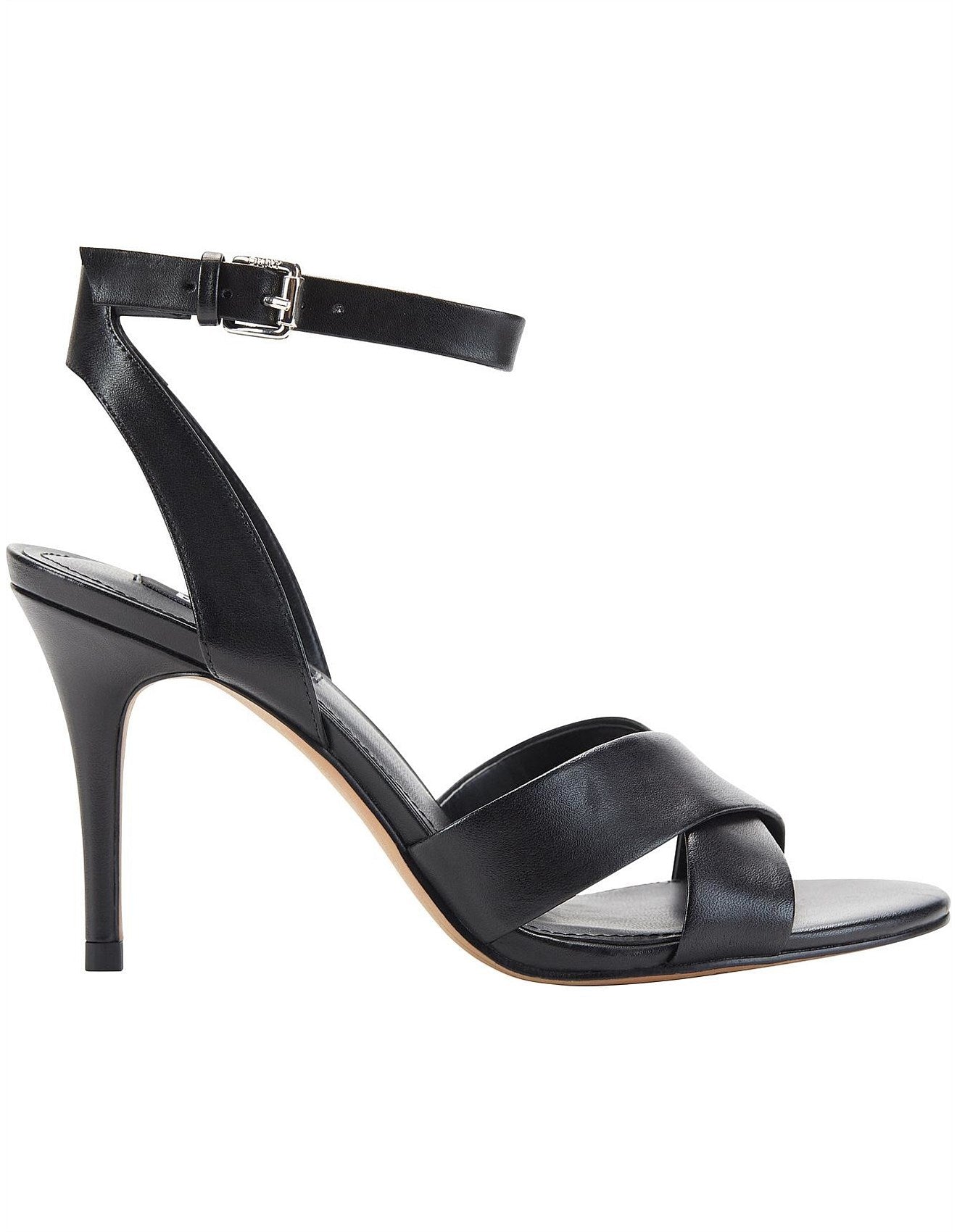 DKNY Women's Leather Open Toe Ankle Strap Classic Pumps Black Size 6 M