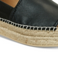DKNY Women's Mer Leather Peep Toe Casual Espadrille Sandals Black Size 6.5