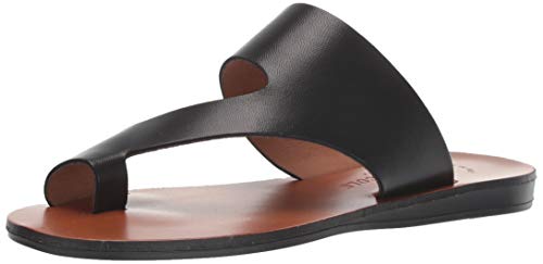 Kenneth Cole New York Women's Round Toe Wedge Slip on Leather Thong Sandals Black Size 6 M