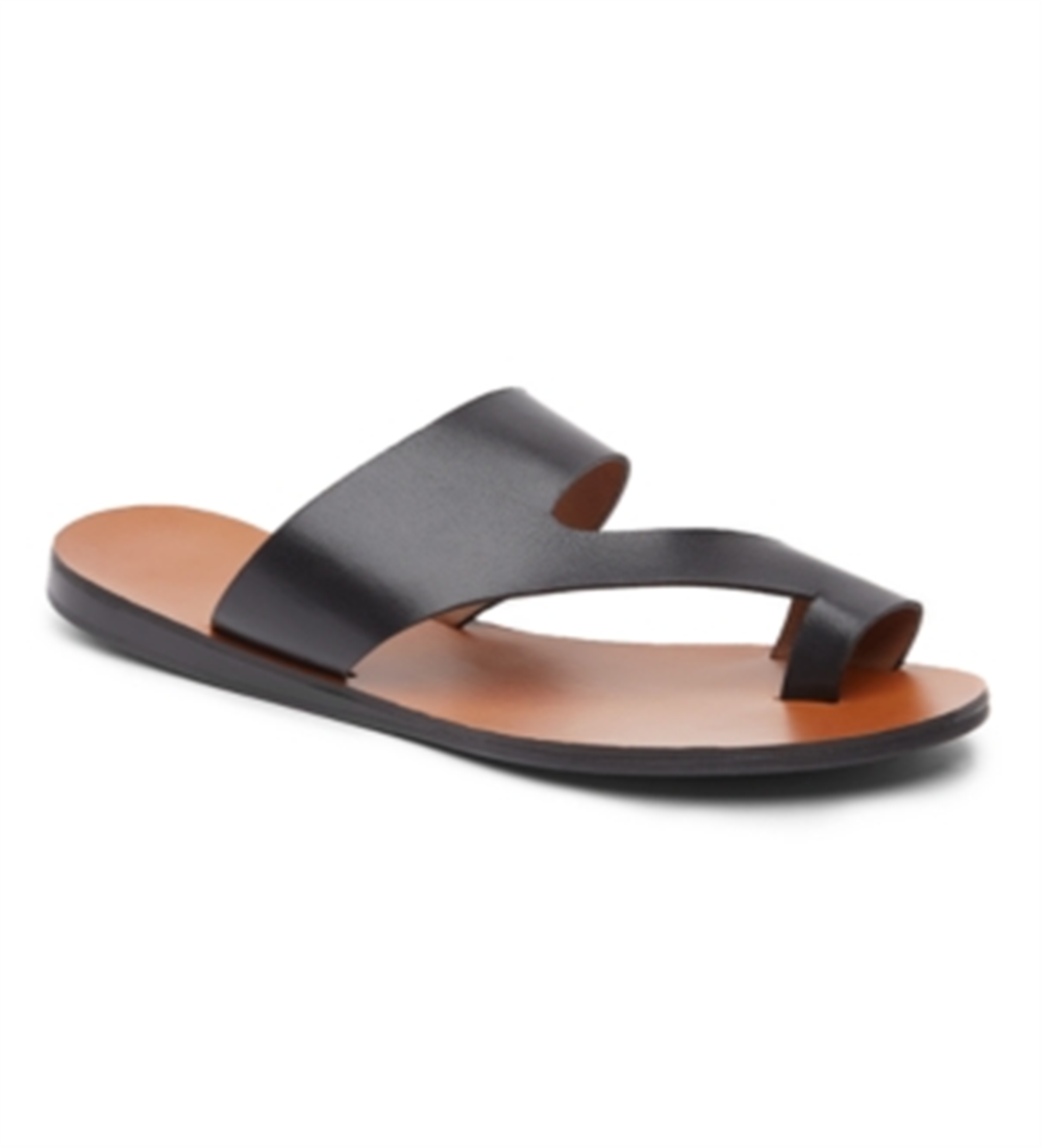 Kenneth Cole New York Women's Round Toe Wedge Slip on Leather Thong Sandals Black Size 6 M