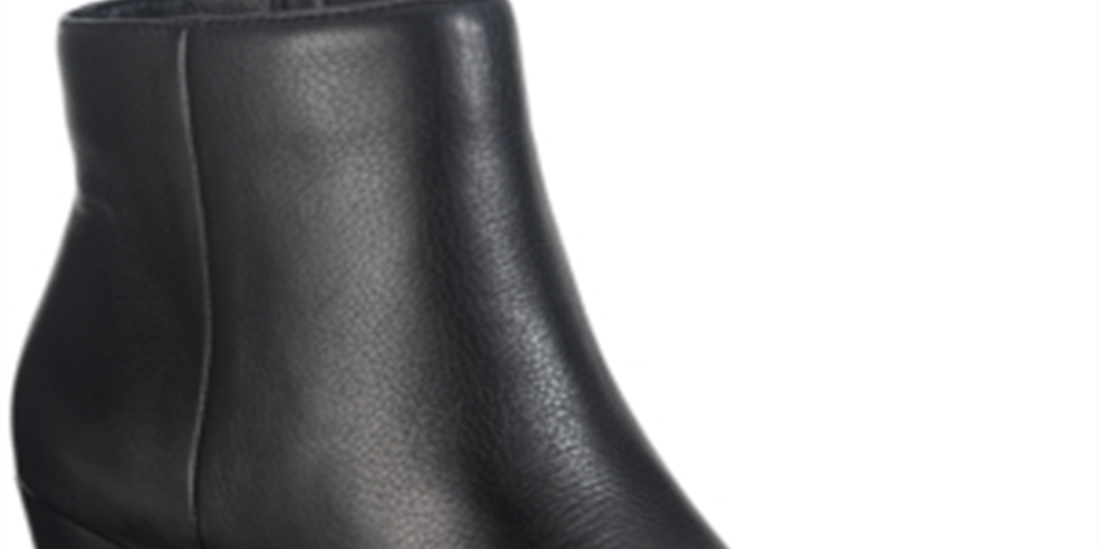 American Rag Women's Cushioned Comfort Eryn Pointed Toe Block Heel Zip up Leather Booties Black Size 9.5 M