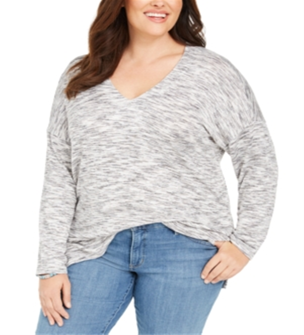 Style & Co Women's Lightweight Pullover Tunic Sweater Gray Size 1X