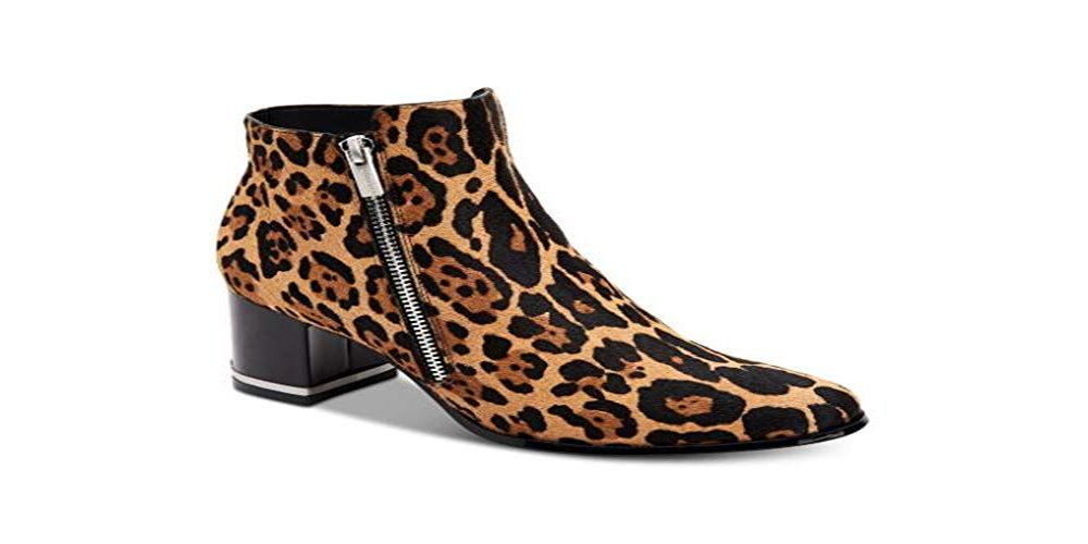 Calvin Klein Women's Fara Natural Winter Leopard Booties Brown Size 9 M
