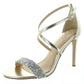Jewel Badgley Mischka Women's Ankle Strap Open Toe Pumps Gold Size 5.5 M