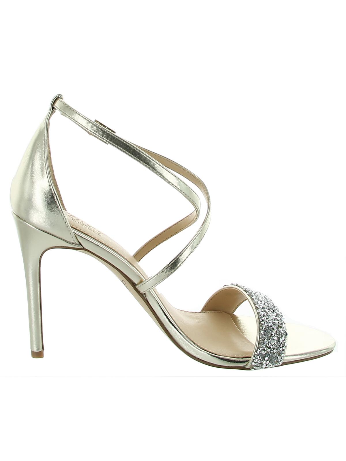 Jewel Badgley Mischka Women's Ankle Strap Open Toe Pumps Gold Size 5.5 M