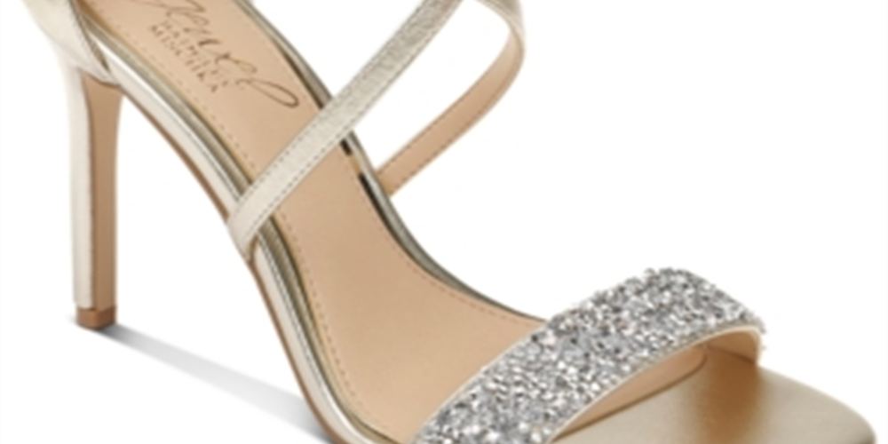 Jewel Badgley Mischka Women's Ankle Strap Open Toe Pumps Gold Size 5.5 M