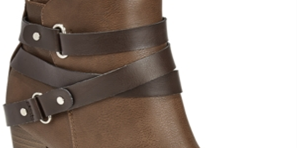 Material Girl Women's Melany Strappy Solid Ankle Boots Brown Size 10.5 M
