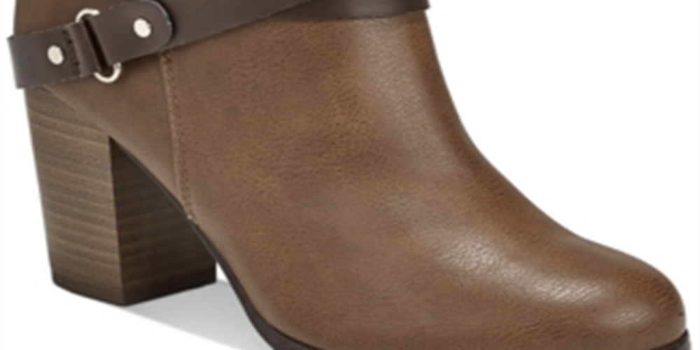 Material Girl Women's Melany Strappy Solid Ankle Boots Brown Size 10.5 M