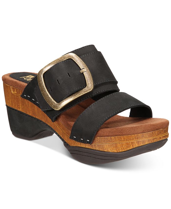 American Rag Women's Danyelle Leather Open Toe Casual Ankle Strap Sandals Black Size 6.5M