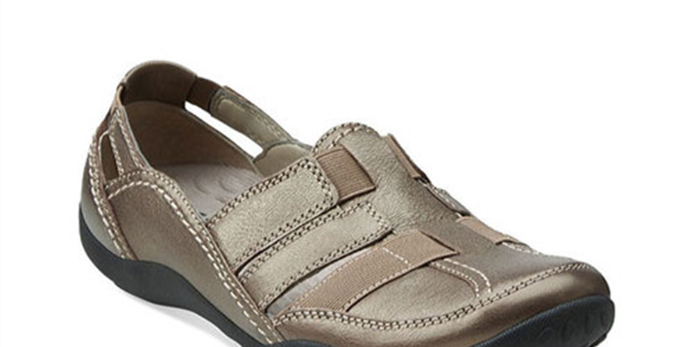 Clarks Women's Pewter Cushioned Haley Stork Slip on Flats Bronze Size 7M
