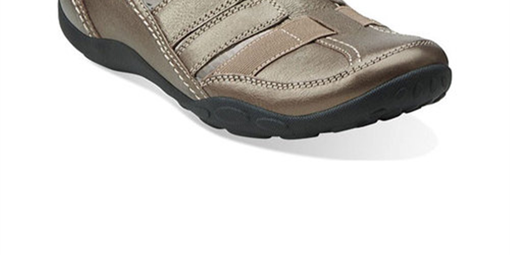 Clarks Women's Pewter Cushioned Haley Stork Slip on Flats Bronze Size 7M