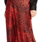 Bar III Women's Animal Print Below the Knee Pencil Skirt Red Size 12