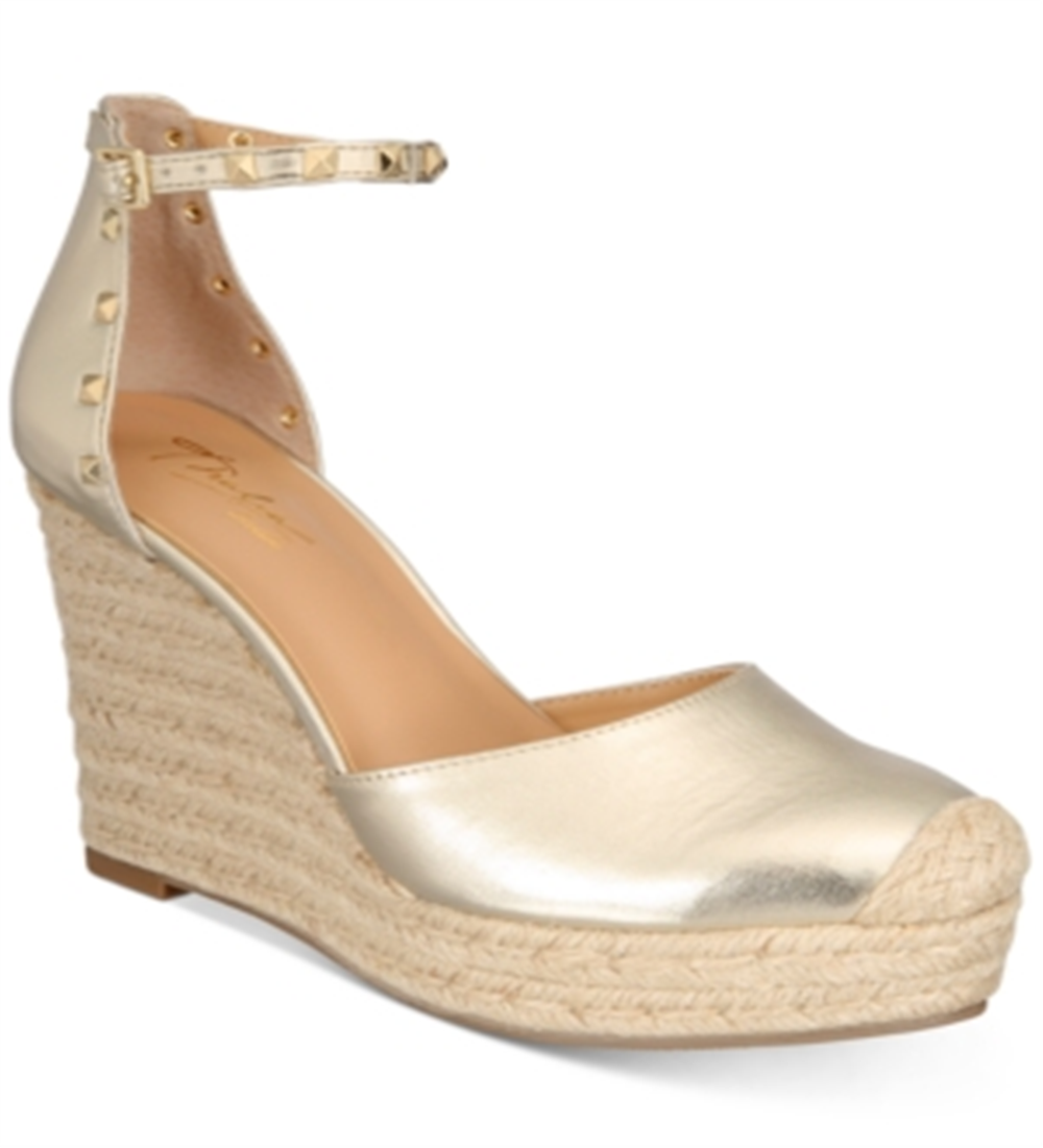 Thalia Sodi Women's Masin Studded Platform Espadrilles Sandal Gold Size 6 M