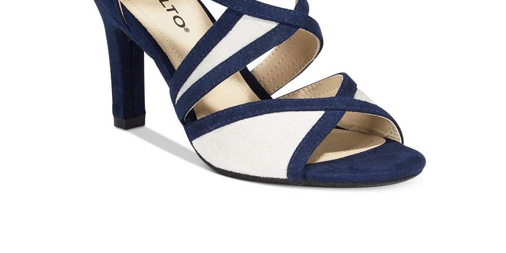 Rialto Women's Ria Fabric Peep Toe Ankle Strap D-orsay Pumps Navy Size 5.5