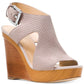Michael Kors Women's Josephine Leather Peep Toe Casual Ankle Strap Sandal Gray Size 7.5 M