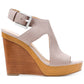 Michael Kors Women's Josephine Leather Peep Toe Casual Ankle Strap Sandal Gray Size 7.5 M