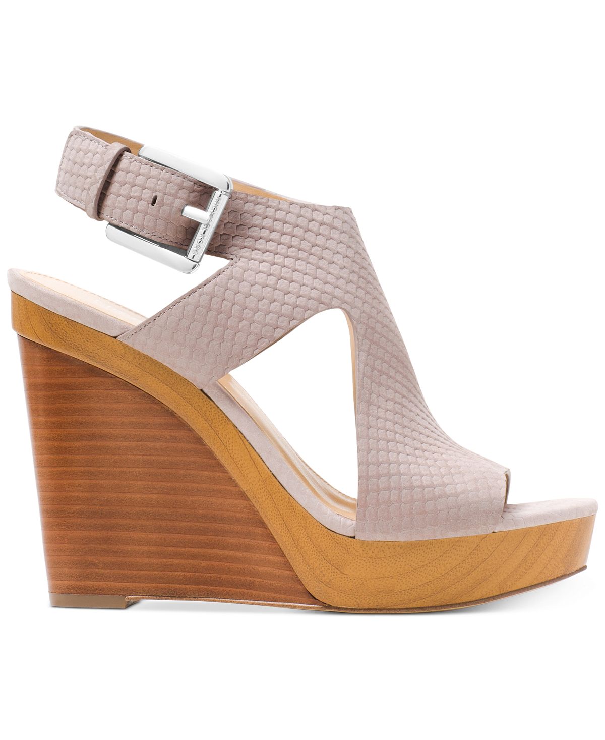 Michael Kors Women's Josephine Leather Peep Toe Casual Ankle Strap Sandal Gray Size 7.5 M