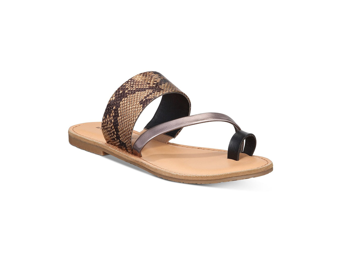 Rock & Candy Women's Billyne Leather Open Toe Flat Sandals Black Size 7 M
