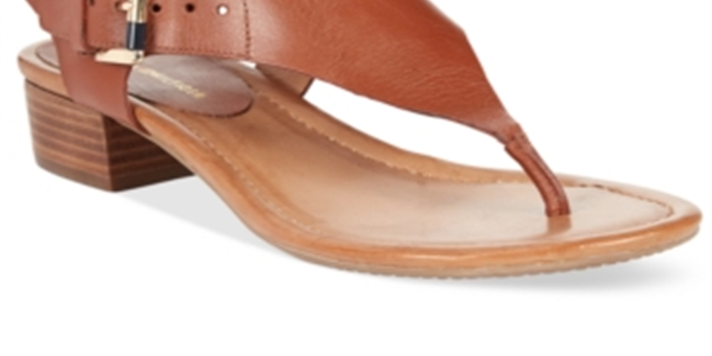 Tommy Hilfiger Women's Sandals DBRLL Kitty II Leather Sandal Brown Size 6M